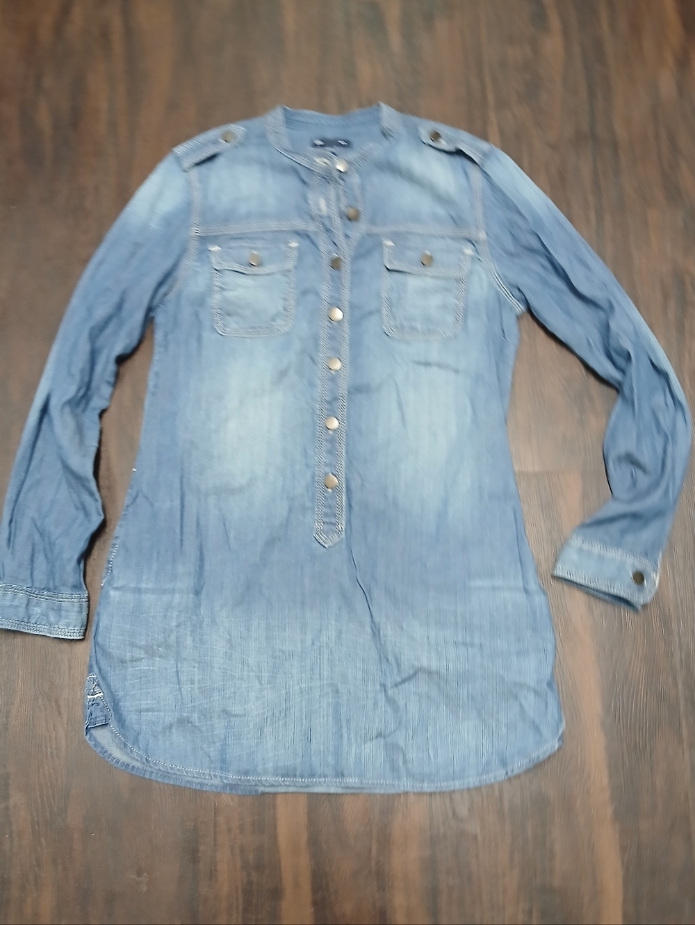 GAP Long Sleeve Chambray Tunic Dress - Light Blue